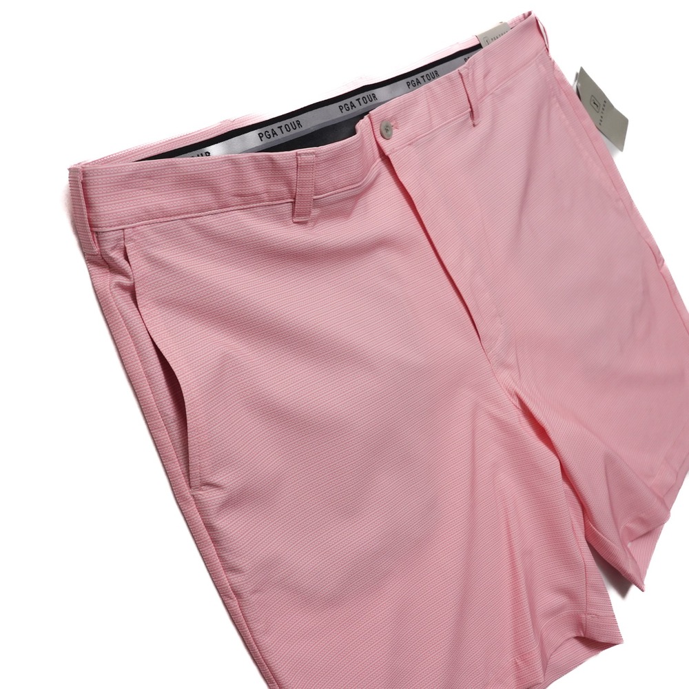 PGA Tour Golf Shorts Mens 42‎ Pink Plumeria UPF 50 Active Waistband